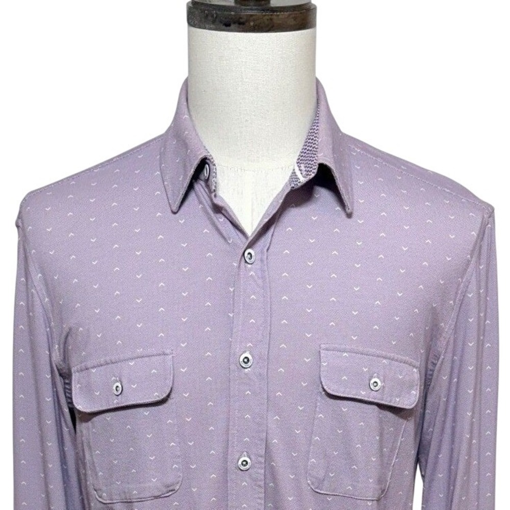 Buttercloth Shirt Mens Medium Purple Slim Fit Icy Cotton Button Up Long Sleeve